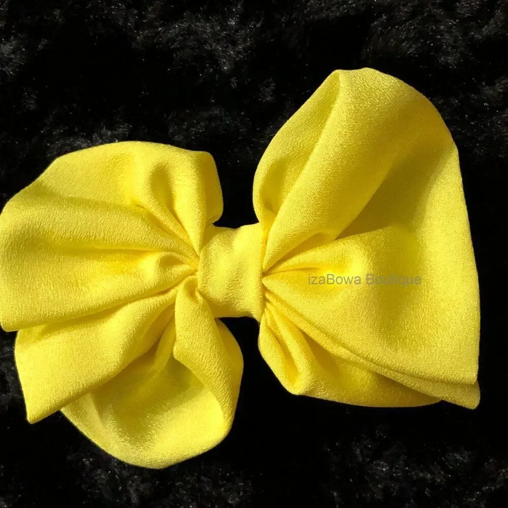 Yellow 4" Satin Bow HANDCRAFTED 4B2277 NWT Boutique - Picture 3 of 3